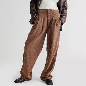 Free People Thin Line Straight Chino Pants Washed Brown Wide Leg M 8